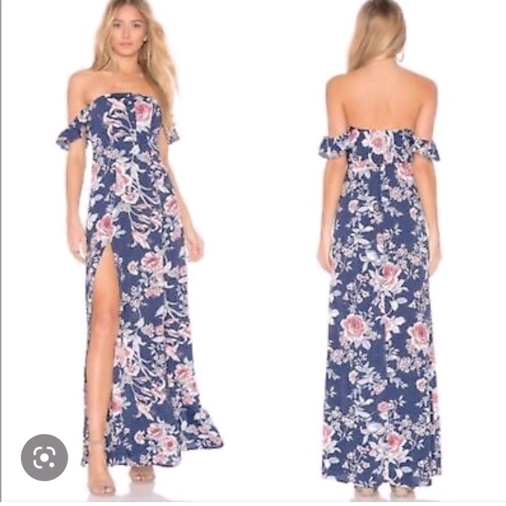 Flynn Skye Bardot maxi dress with slit